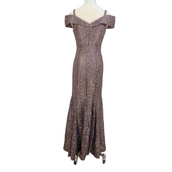 R & M Richards Lace Off The Shoulder Gown Dress Lavender Purple Cocktail Party - Picture 8 of 8